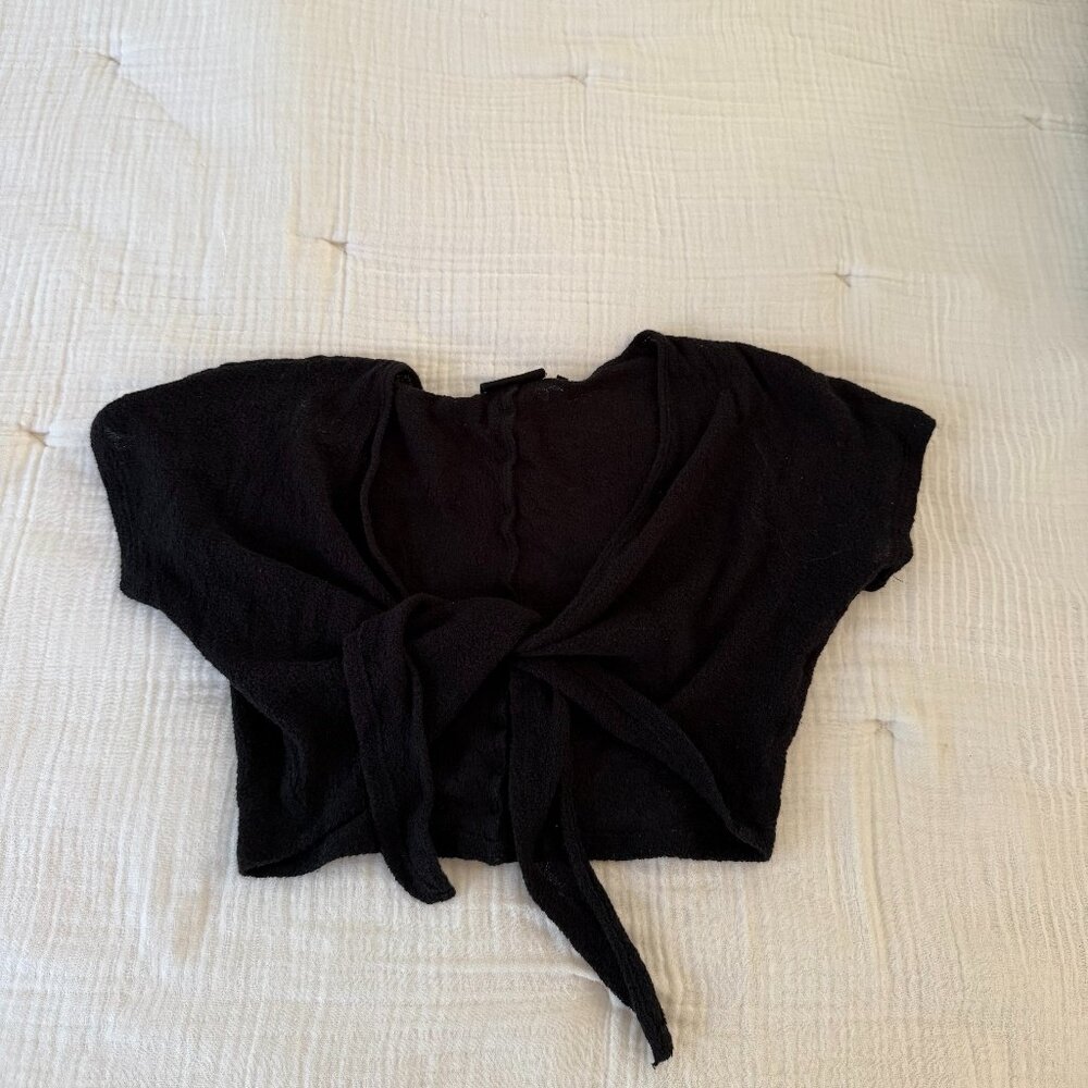 Urban Outfitters Out from Under Black Boucle Tie Crop Top